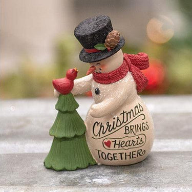 Christmas Brings Hearts Together Resin Snowman - The Fox Decor